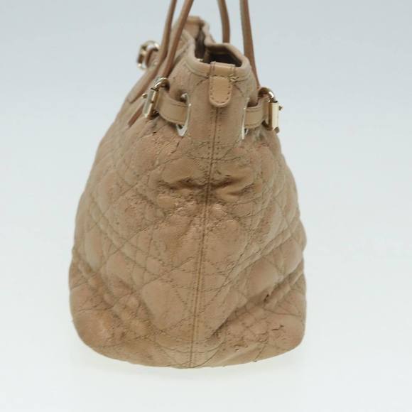 Christian Dior Lady Dior Canage Hand Bag Coated Canvas Cream Vanilla Auth yb647 - Picture 6 of 16